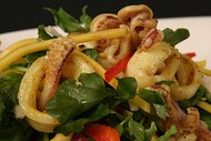 Jerk Calamari, Mango & Watercress Salad